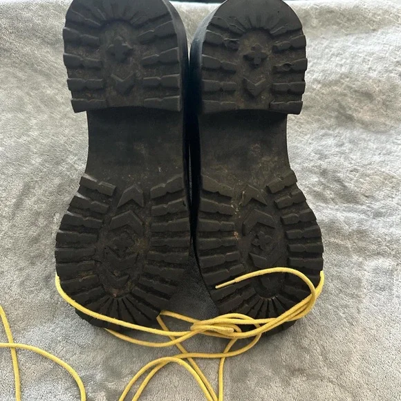 BLK & YELLOW Chunky Combat Boots - Picture 3 of 6